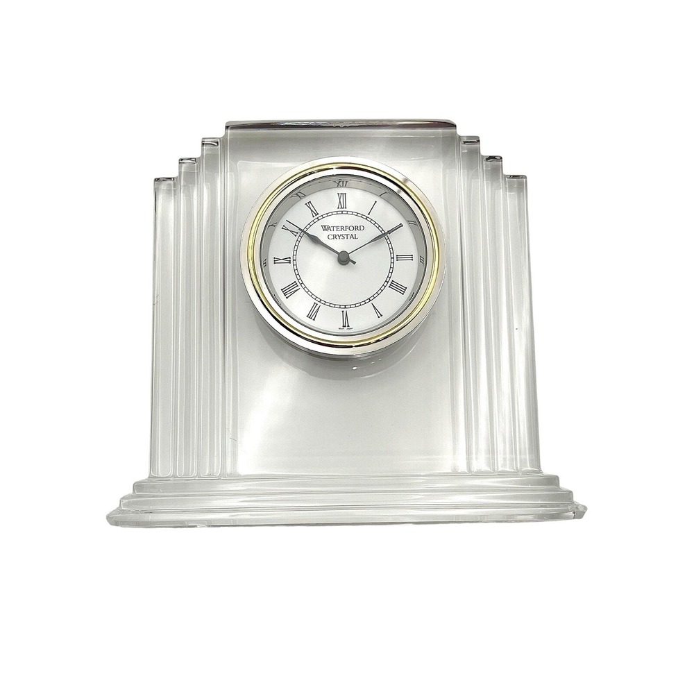 Waterford Metropolitan Crystal Desk Clock Art Deco Silverton Casino Hotel Gift